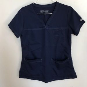 Grey’s Anatomy Scrub Top, S, Navy Blue